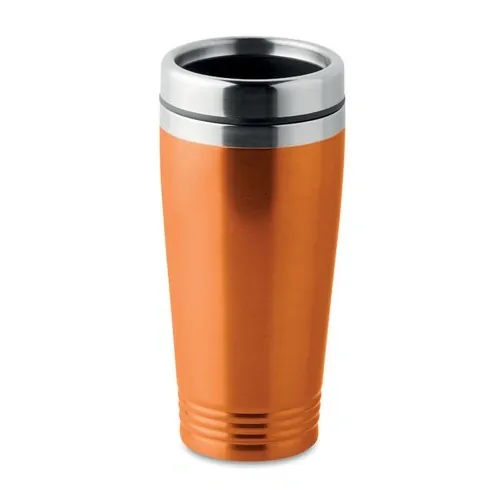Vaso de viaje acero inoxidable doble capa 400 ml ref MO9618 - Front Naranja