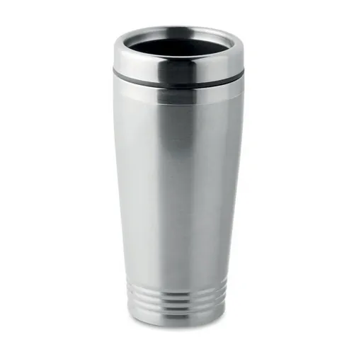 Vaso de viaje acero inoxidable doble capa 400 ml ref MO9618 - Front Plata Mate