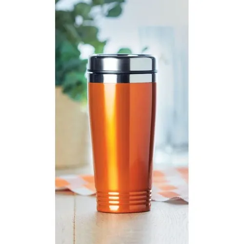 Vaso de viaje acero inoxidable doble capa 400 ml ref MO9618 - Item Ambiant Picture Naranja