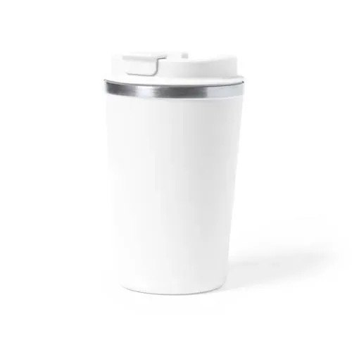 Vaso térmico de acero inox con dosificador en tapa ref 1796 - Blanco