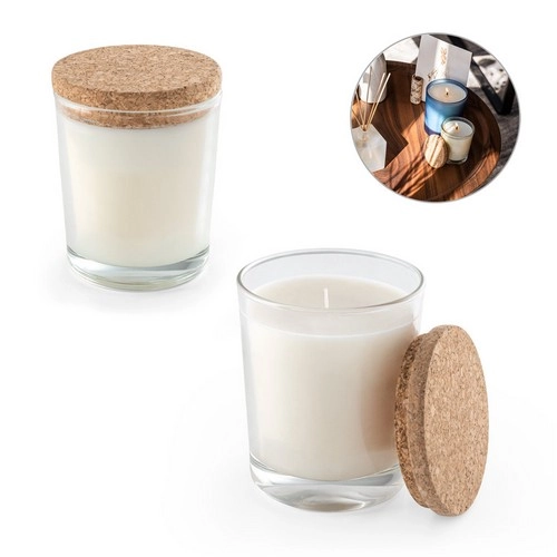 Vela aromática en vaso de cristal con tapa de corcho 180 g ref 95078