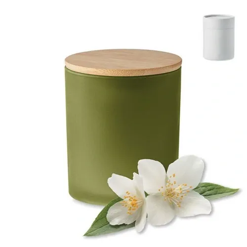 Vela de cera con fragancia natural en tarro de cristal ref MO6621 - Front Verde