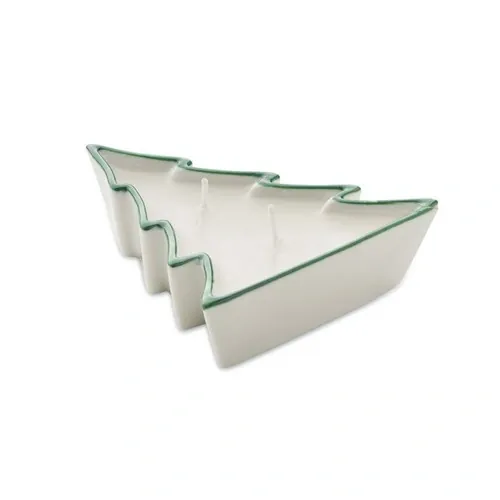 Vela de cera vegetal en soporte de árbol de Navidad ref CX1542 - Front Verde