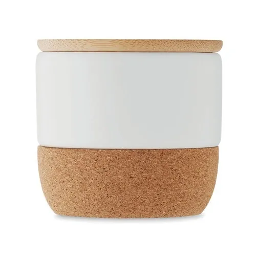 Vela de cera vegetal fragancia lino fresco tarro gres ref MO2061 - Back Blanco