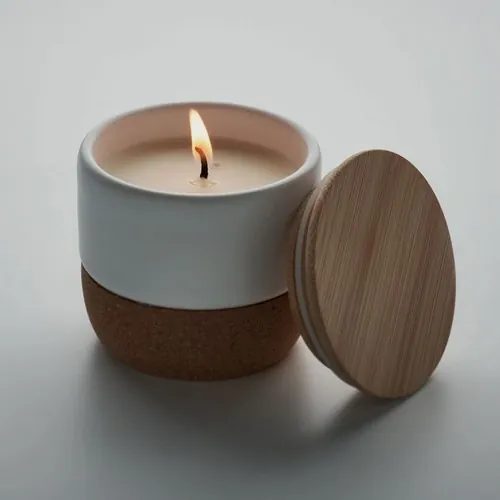 Vela de cera vegetal fragancia lino fresco tarro gres ref MO2061 - Item Detail Picture Blanco