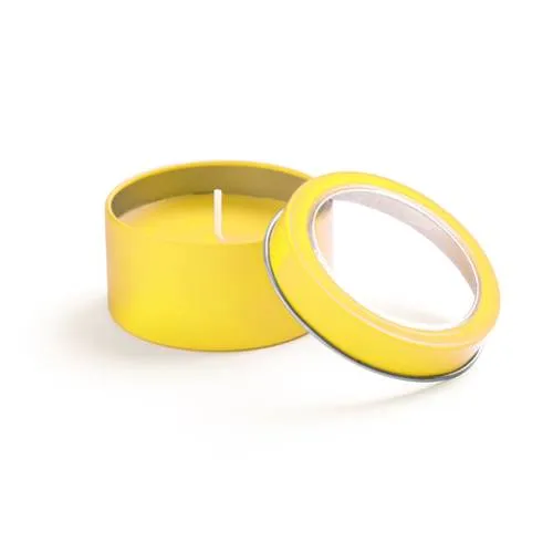 Vela aromática vainilla en tarro metálico con ventana ref 4819