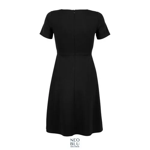 Vestido midi manga corta sin etiqueta para branding ref S03171 - Negro Profundo Back