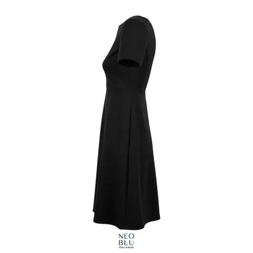 Vestido midi manga corta sin etiqueta para branding ref S03171 - Negro Profundo Side