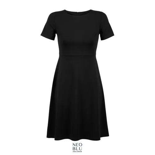 Vestido midi manga corta sin etiqueta para branding ref S03171 - Negro Profundo