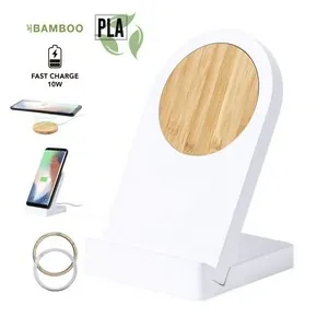 Cargador inalámbrico magnético de bambú con soporte