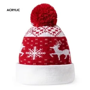 Gorro navideño con pom pom y zona para marcaje