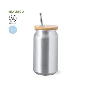 Vaso de aluminio reciclado con tapón de bambú