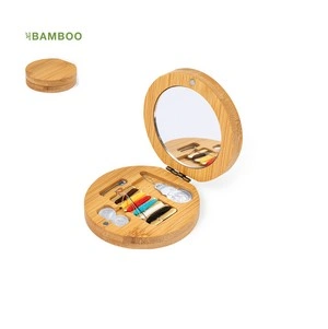 Set de costura en estuche de bambú con espejo