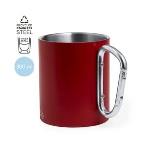 Taza doble pared acero reciclado con asa mosquetón
