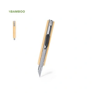 Cutter metálico con carcasa de bambú ecológico