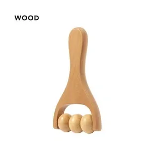 Masajeador de madera natural con empuñadura ergonómica