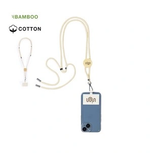 Lanyard ecológico con accesorio de bambú
