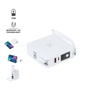 Adaptador viaje inalámbrico con powerbank 10000 mah