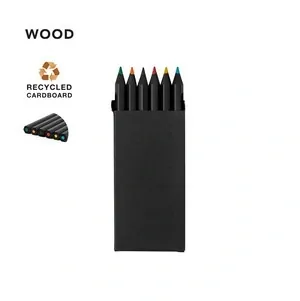 Set de 6 lápices de madera en estuche reciclado