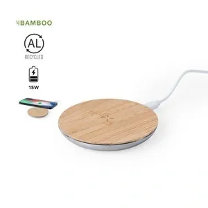 Cargador inalámbrico 15w en aluminio reciclado y bambú