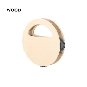 Pandereta de madera con asa ergonómica y platillos dobles