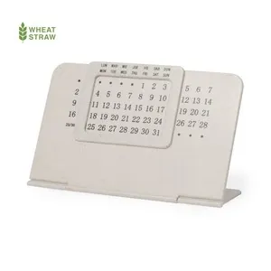 Calendario perpetuo de caña de trigo con soporte plegable