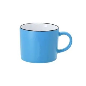 Taza de cerámica mate con detalle negro 400 ml