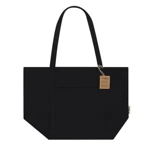 Bolsa de algodón reciclado con bolsillo exterior