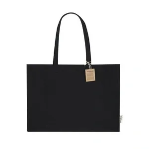 Bolsa de algodón reciclado resistente con asas largas