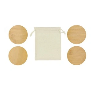 Set de posavasos de bambú en bolsa de algodón