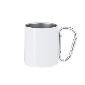 Taza de acero inox con asa mosquetón para sublimación