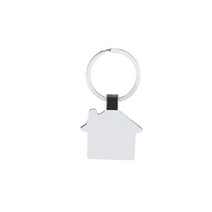 Llavero metálico con diseño de casa en color negro