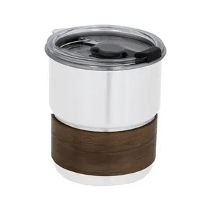 Vaso de acero inox con banda de madera y tapa dosificadora
