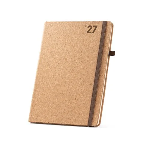 Agenda b5 de corcho con plan semanal y marcapáginas