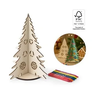 árbol de navidad de madera plegable para colorear