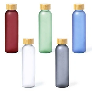 Bidón de cristal eco con tapón de bambú 500 ml