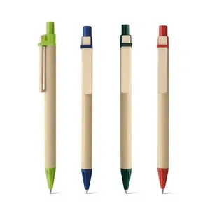 Bolígrafo ecológico de papel kraft con clip de madera