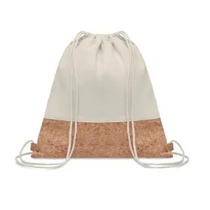 Bolsa de cuerdas de algodón con base de corcho