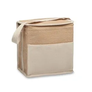 Bolsa nevera de yute con bolsillo frontal