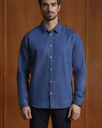 Camisa vaquera de gama alta algodón manga larga