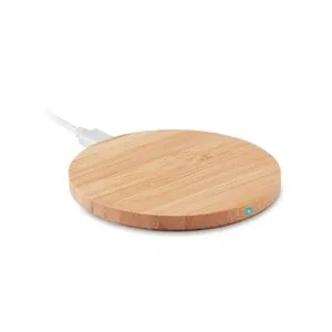 Cargador rápido inalámbrico de bambú con luz led