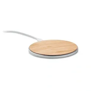 Cargador rápido inalámbrico de bambú y aluminio
