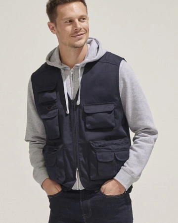 Chaleco reportero multibolsillos resistente