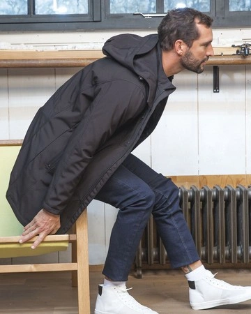 Chaqueta larga softshell impermeable con forro polar