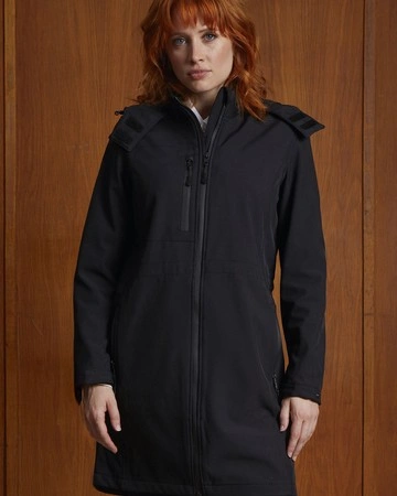 Chaqueta larga softshell impermeable para mujer