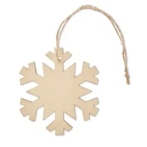 Colgante copo de nieve de madera con cordón de yute