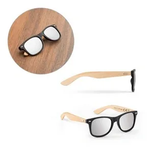 Gafas de sol de bambú con lentes espejo uv400