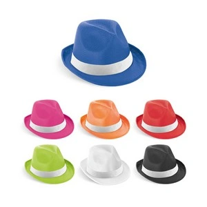 Gorro pp con cinta de poliéster blanca