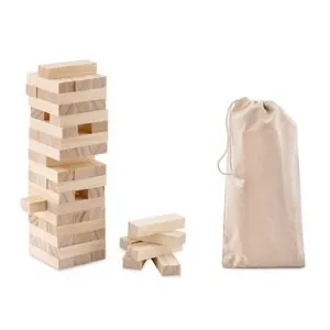 Juego de mesa de madera con 54 bloques en funda de algodón