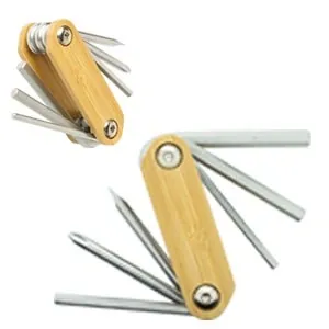 Kit de llaves allen tokey con cachas de bambú ecológicas